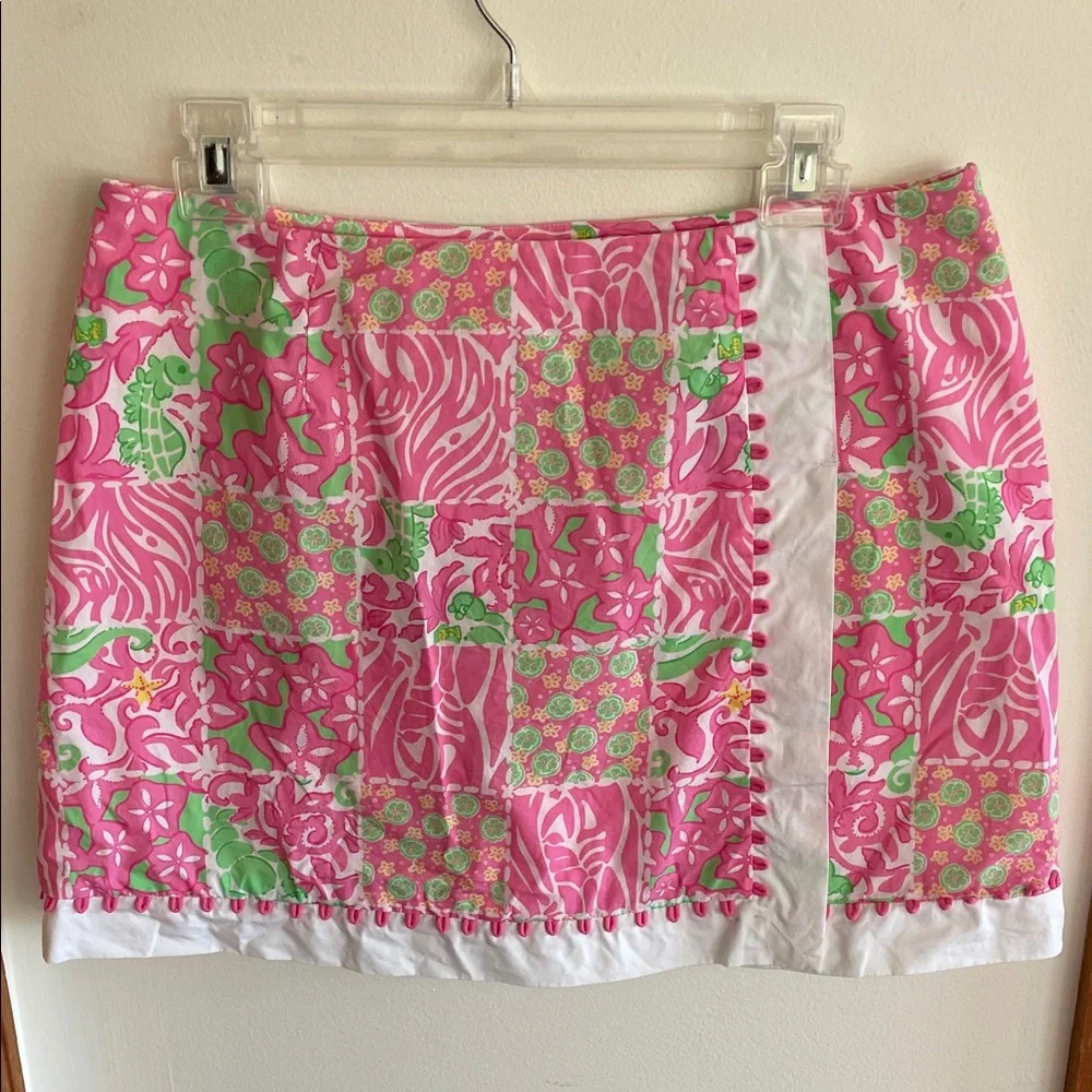 LILLY PULITZER Sunnyside Lions Vintage Faux Wrap Skort 8